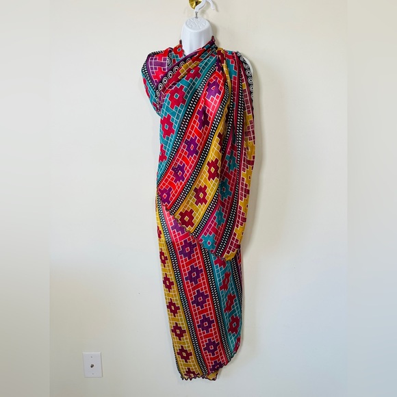 Large Abstract Geometric Rectangle Versatile Wear Scarf - Picture 9 of 14